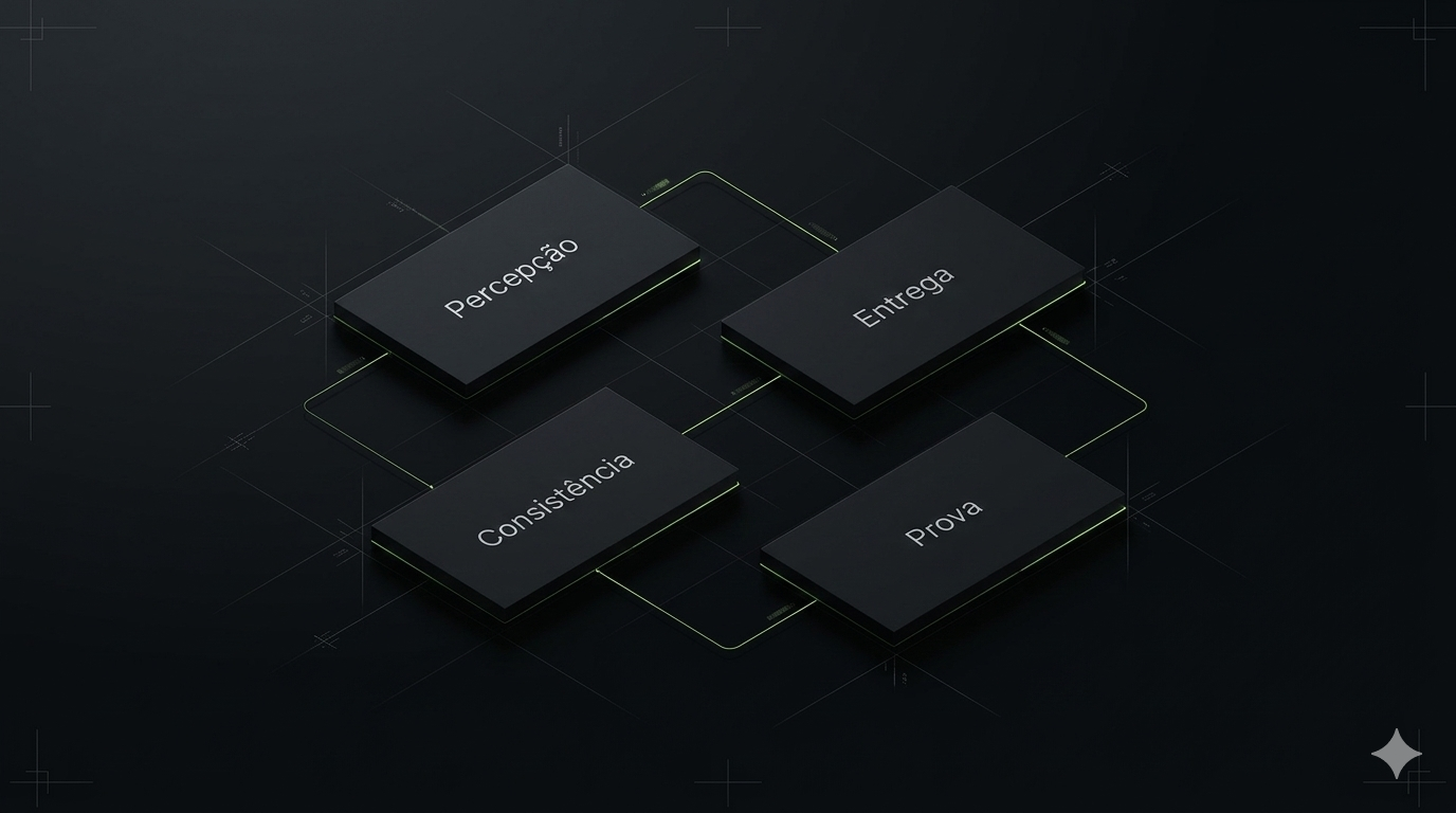 Sistema premium da Brandframe com percepção, entrega, consistência e prova para posicionamento de marca premium