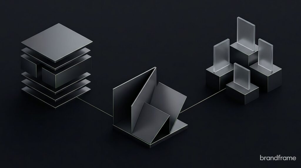Composição editorial premium representando sinais premium no site, proposta e portfólio como sistema de valor percebido